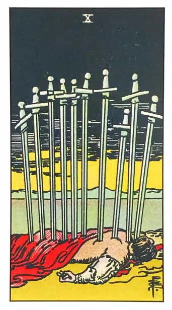 Dix d'Épées - Tarot Rider Waite