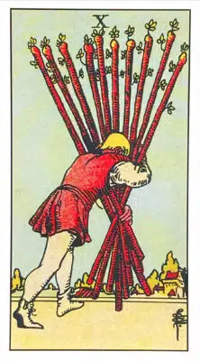 Dix de Bâtons - Tarot Rider Waite