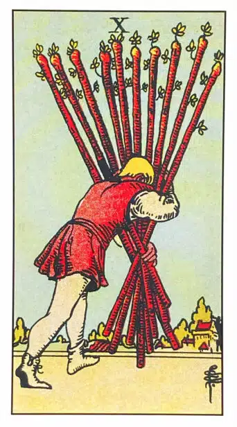 Dix de Bâtons - Tarot Rider Waite