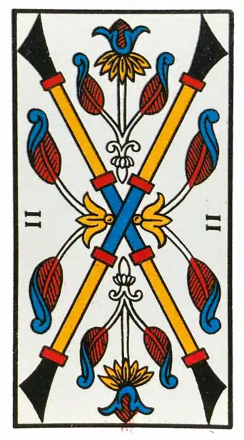 Deux de Bâtons - Tarot de Marseille