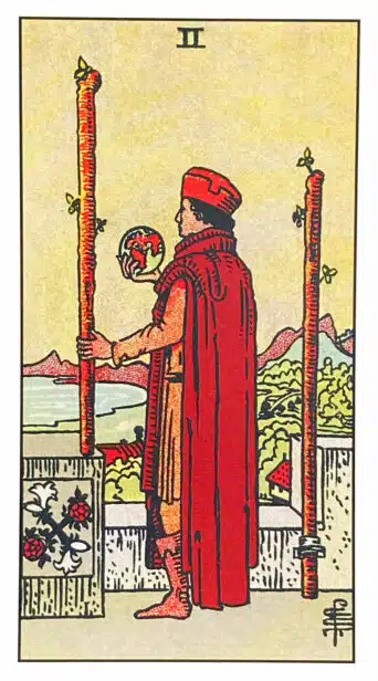 Deux de Bâtons - Tarot Rider Waite
