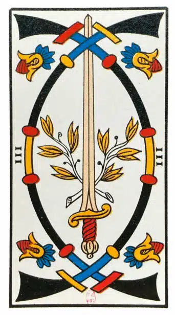 Trois d'Épées - Tarot de Marseille