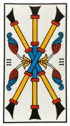 Trois de Bâtons - Tarot de Marseille