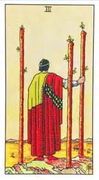 Trois de Bâtons - Tarot Rider Waite