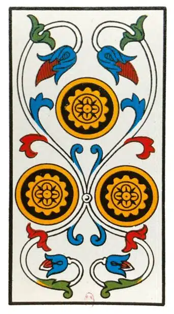 Trois de Deniers - Tarot de Marseille