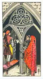 Trois de Deniers - Tarot Rider Waite