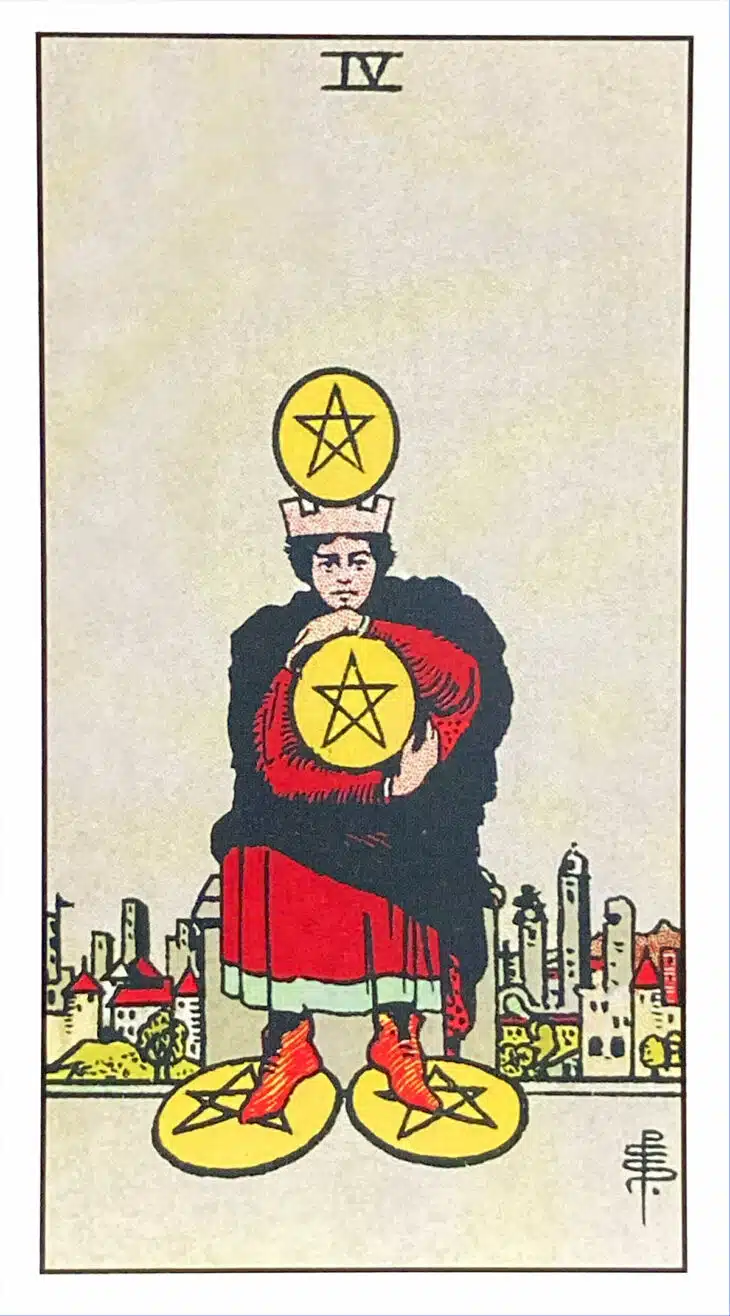 Quatre de Deniers - Tarot Rider Waite