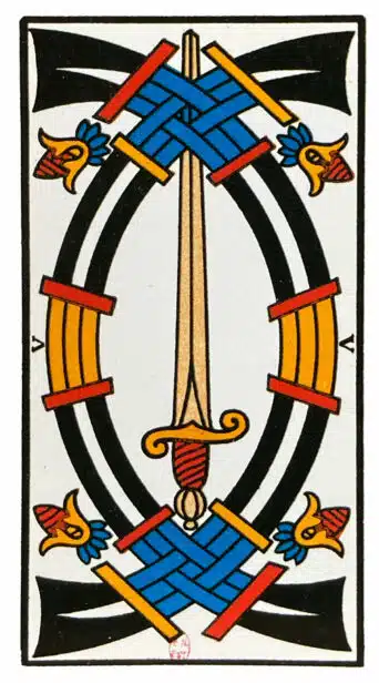 Cinq d'Épées - Tarot de Marseille