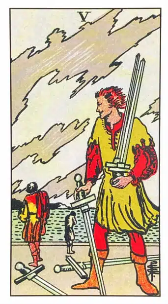 Cinq d'Épées - Tarot Rider Waite