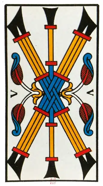 Cinq de Bâtons - Tarot de Marseille