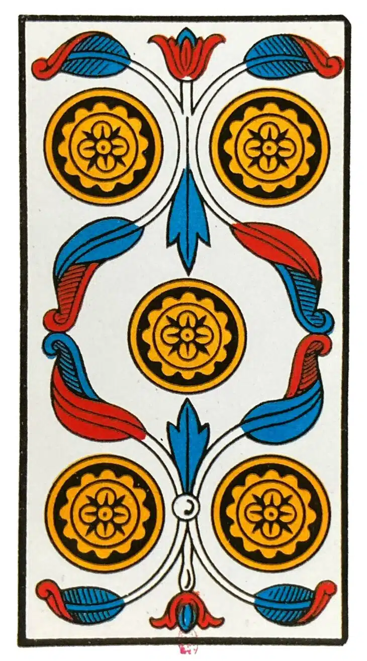 Cinq de Deniers - Tarot de Marseille