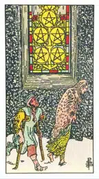 Cinq de Deniers - Tarot Rider Waite