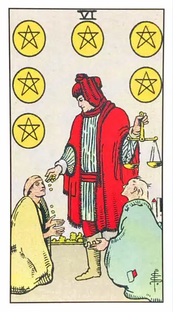 Six de Deniers - Tarot Rider Waite