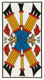 Sept de Bâtons - Tarot de Marseille