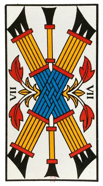Sept de Bâtons - Tarot de Marseille