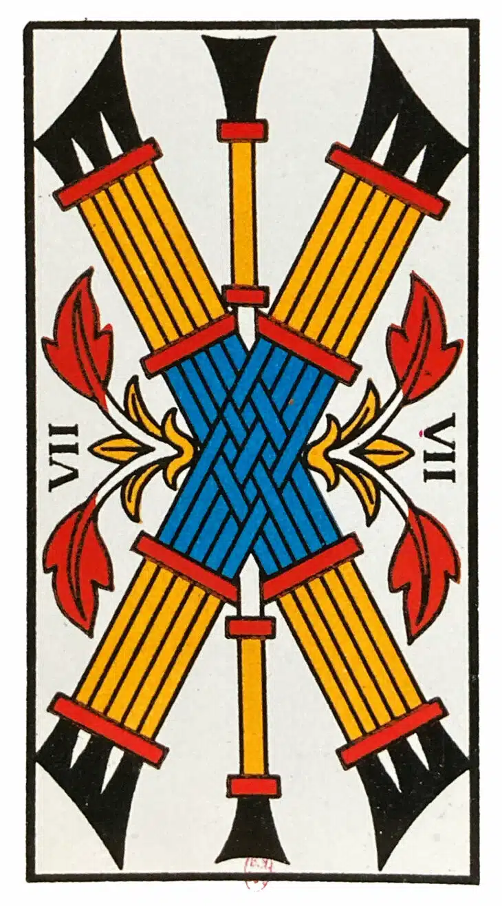 Sept de Bâtons - Tarot de Marseille