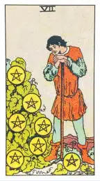 Sept de Deniers - Tarot Rider Waite